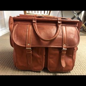100% Brown Cognac Leather Duffle Bag